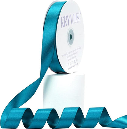Turquoise Blue Satin Ribbon, Double Faced 7/8 Inch X 50 Yards Turquoise Ribbon, Premium Satin Ribbons for Gift Wrapping, Crafts, Hair Bow Making, Sewing, Flower Bouquet, Wedding Party Decor