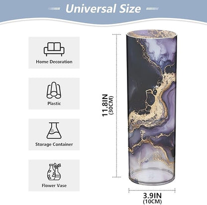 ALAZA Purple Black Gilded Marble Flower Vases for Home Decor Kitchen Bedroom Living Room Bathroom Office Table Decorations