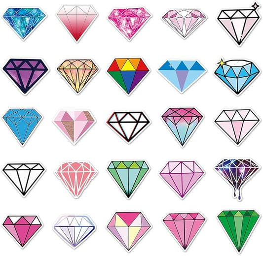 Diamonds Stickers for Teens Boy Girls Kids|50 Pcs|Cartoon Vinyl Waterproof Stickers for Laptop Computer Phone Luggage Flasks Water Bottle Bike Car Notebook Tablet,Decorative Decals Pack(Diamonds)