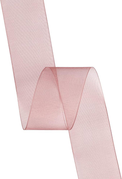 1-1/2 Inch Burgundy Shimmer Sheer Organza Ribbon Sheer Chiffon Ribbon 50 Yards-Roll Multiple Colors Available for Gift Wrapping Wedding Events Christmas Décor