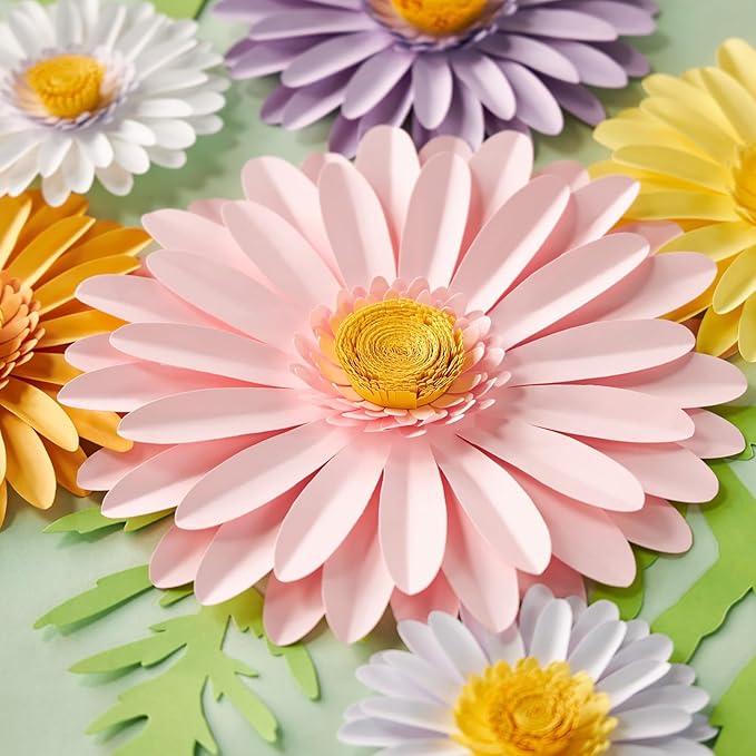 3D Paper Flowers Decorations for Wall, Large Daisy Paper Flowers for Bulletin Board, Wedding, Baby Shower, Tea Party, Classroom, Bedroom Decor