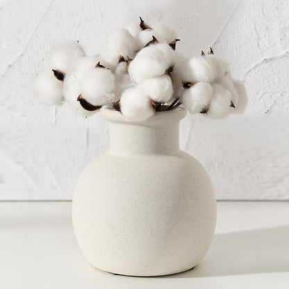 SIDUCAL Spotted Ceramic Modern Vase, 5.8 Inch Rustic Farmhouse Decorative Boho Terracotta Vase for Home Decor, Table, Living Room, Wedding, Shelf Decor, Mantel, Speckled White