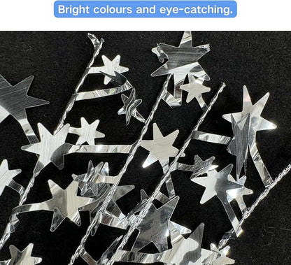 ALISSAR 2-Pack Glitter Silver Star Centerpieces-Table Decorations for Home Decor Birthday Wedding Anniversary Decor (Silver)