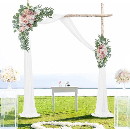 ponatia Wedding Arch Flowers with 26Ft Arch Fabric, Artificial Dusty Rose Wedding Flower for Welcome Signs Decorations for Wedding Ceremony Reception (Dusty Rose & Blush)