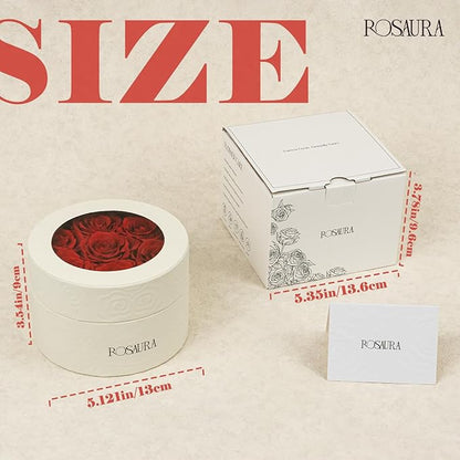 Rosaura Round Preserved Roses Gift Box - Real Forever Flowers for Birthday, Valentine's & Mother's Day (red, 7 Roses)
