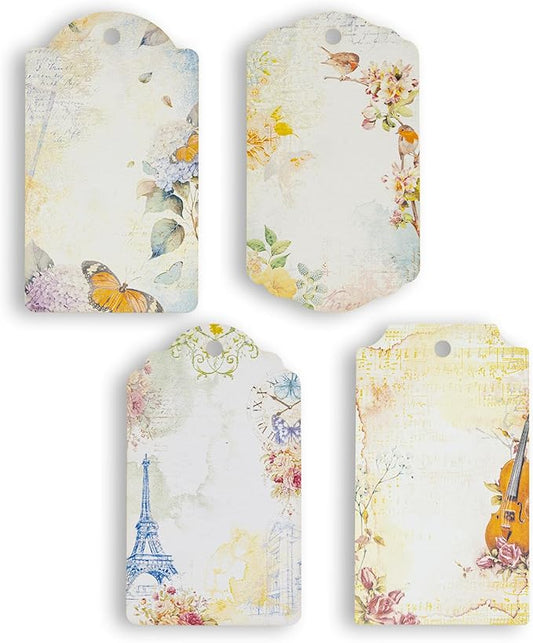 Summer-Ray 48pcs in 4 Designs Elegant Vintage Floral Gift Tags for for All Occasions
