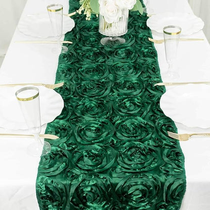 Efavormart Wonderland Rosette Premium Table Runners for Weddings Party Banquets Decor Fit Rectangle and Round Table - Hunter Emerald Green