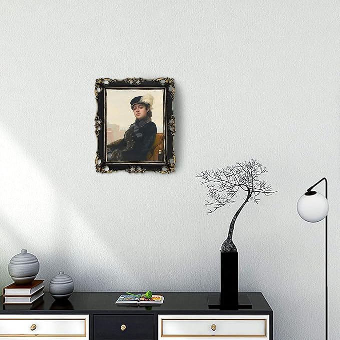 SIMON'S SHOP 8x10 Picture Frame for Wall and Tabletop, Vintage Picture Frames in Black with Gold Accents, Antique Style Gothic Frame for Photos Artworks