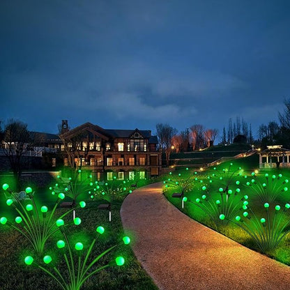 Kohlrabi Solar Halloween Lights Outdoor, 2 Pack 20 LED Solar Green Firefly Lights, Waterproof Wind Swaying Light for St. Patrick's Day Irish Day Outside Yard Patio Decoration
