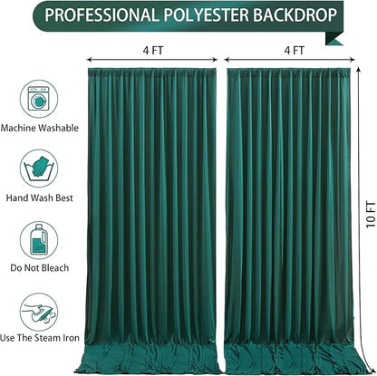 Hunter Green Backdrop Curtain-Wrinkle-Free Polyester Fabric Green Photography Curtains for Wedding Party Photo Background Decorations- 8 X10FT (Hunter Green)