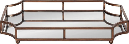 Kate and Laurel Ciel Modern Scalloped Tray; 19 x 13 x 3. Bronze; Decorative Mirrored Tray for Storage and Display