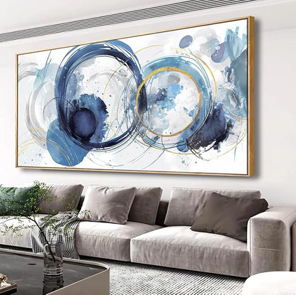 Wall Art Abstract Art Paintings Blue Fantasy Colorful Graffiti on White Background Modern Artwork wall Decor for Living Room Bedroom Kitchen 30"x60" with Framed