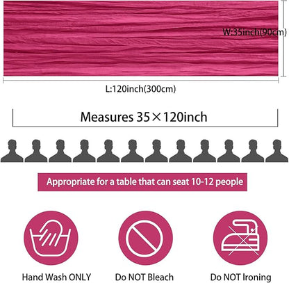 12 Pack Boho Gauze Table Runner - 35x120 Inch Rustic Cheese Cloth Long Runner for Wedding, Bridal Shower, Birthday Party Decor (Hot Pink)