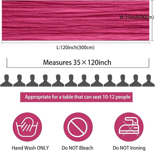 12 Pack Boho Gauze Table Runner - 35x120 Inch Rustic Cheese Cloth Long Runner for Wedding, Bridal Shower, Birthday Party Decor (Hot Pink)