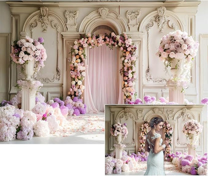 YongFoto Wedding Backdrop 10x7ft Flower Arch Door European Style Photography Background Mr Mrs Marriage Engagement Bridal Shower Wedding Ceremony Reception Party Decor Banner Portrait Photoshoot