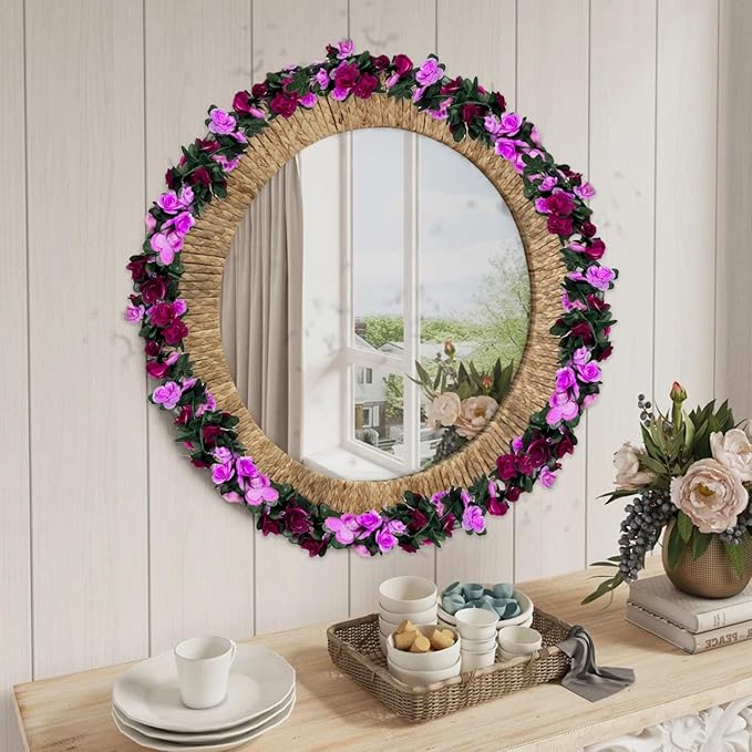 16Pcs 126Ft Purple Rose Garland, Fake Rose Hanging Flowers, Artificial Flower Vine, Hanging Floral Vine Garland for Wedding, Birthday Party, Wall Arch, Halloween, Christmas Garden Backdrop Decor