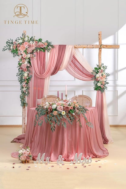 TINGE TIME Artificial Arch Flowers Kit Pack of 5, Wedding Decorations for Reception with Hanging Flowers, Wedding Arch Silk Floral Arrangements Ceremony Backdrop Bridal Shower Outdoor Party Decor