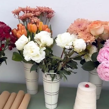 8 Pack 9 Inch Tall Galvanized Flower Bucket, Beige Farmhouse French Flower Bucket with Handle, Rustic Vintage Metal Vases for Flower, Centerpieces, Floral Wedding Arrangements