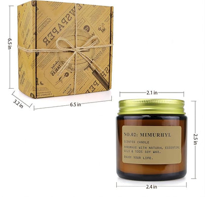 YFYTRE 4 Pack Scented Candle Set Soy Wax Candles, Aromatherapy Candles for Home Decoration, Jar Candles Gift for Women Mother with Amber Glass Jars and Kraft Wrapping