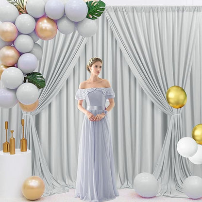 10 x 10 Feet Silver Backdrop Curtain for Partie, Background Curtains for Photoshoot, Birthday, Wedding, Halloween, Thanksgiving, Christmas, New Year Party Decorations 5Ft x 10Ft, 2 Panels