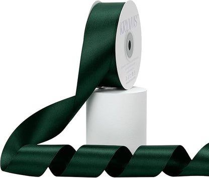 Hunter Green Satin Ribbon, Double Faced 1-1/2 Inch X 25 Yards, Premium Satin Ribbon for Gift Wrapping, Crafts, Hair Bow Making, Sewing, Flower Bouquet, Wedding Party Decor