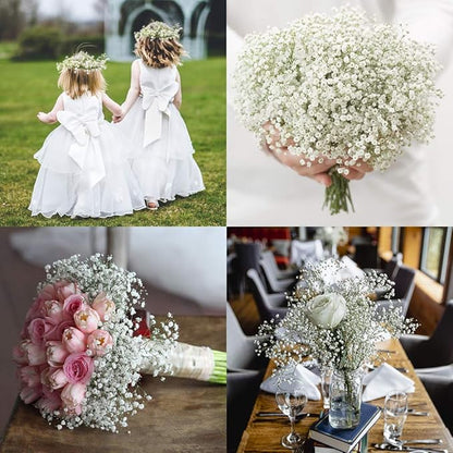 DEEMEI 15 PCS Babys Breath Artificial Flowers Fake Babys Breath Flowers Artificial Bulk White Gypsophila Bouquets Real Touch Faux Flowers for Wedding Floral Arrangement Party Home Decoration