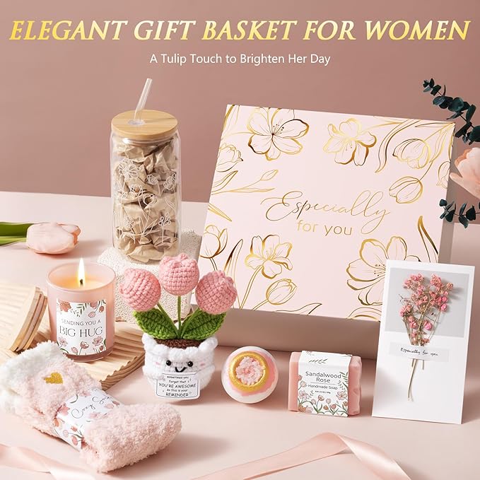 Birthday Gifts for Women Self Care Package Get Well Soon Gift Baskets, Thinking of You Inspirational Sympathy Spa Gift Baskets for Women, Unique Christmas Gifts Set for Best Friend Mom Sister Wife Her