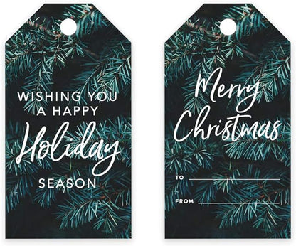 Andaz Press Christmas Holiday Season Classic Gift Tags, Merry Christmas to from and Wishing You A Happy Holiday Season, Christmas Tree Branch Design, for Holiday Events, Parties, and Favors, 60-Pack