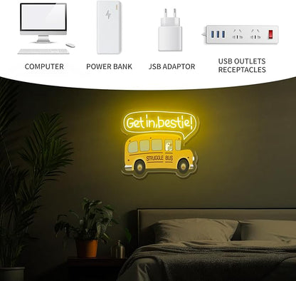 Struggle Bus Neon sign, Funny neon sign USB Powered Dimmable LED Sign for Wall Decor, Gothic Wall Decor Funny Sign Led Signs, Bus Sign for Children's Bedroom Wall, Halloween Home Decor