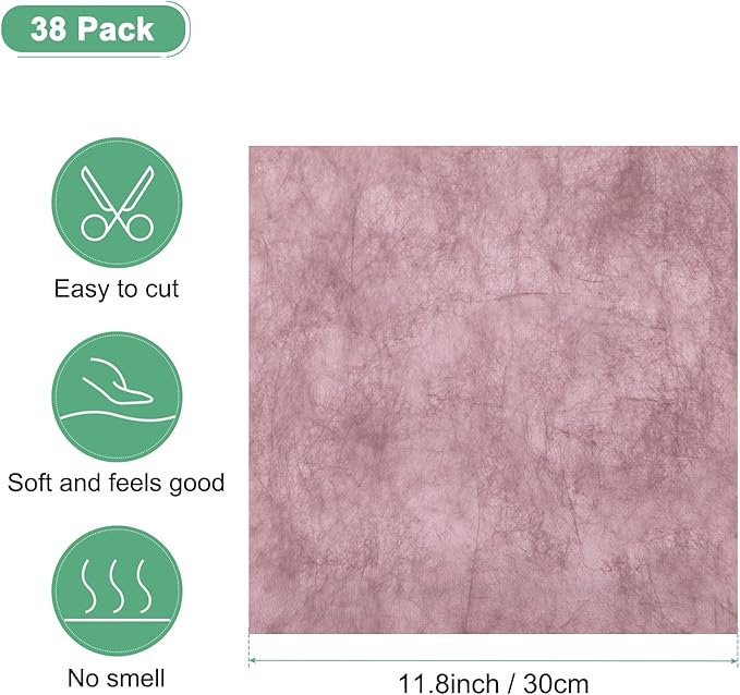 M METERXITY 38-Sheet Korean Cotton Wrapping Flower Paper, 11.8 Inch Waterproof Floral Wrapping Cotton Paper for Bouquets/Gift Packaging [Light Rose]