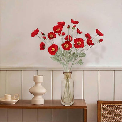 Red Poppy Flowers Artificial 8PCS Silk Poppies 22.8" Faux Poppy Flowers for Wedding Party Table Centerpiece Home Decor(Red)