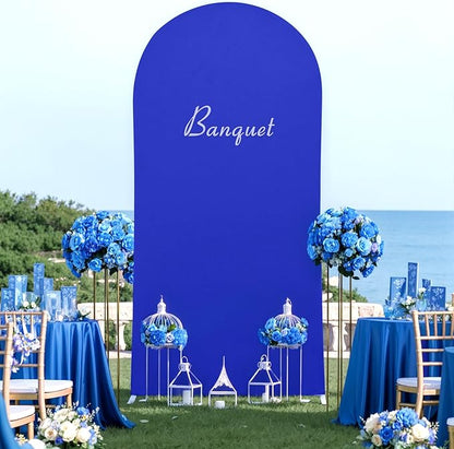 7.2FT Royal Blue Arch Backdrop Cover - Polyester Fitted Wedding Arch Stand Covers Round Top Chiara Arch Backdrop Cover for Birthday Party Banquet Photo Background Decoration