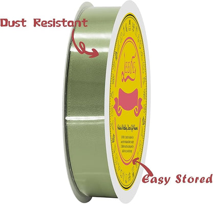 Spring Moss Double Face Satin Ribbon 1 inch X 50 Yards Spool Bright Colors Very Suitable for Weddings Gift Package Wrapping Dancer Wand Sewing Party Hair Bow Invitation Decorations and More