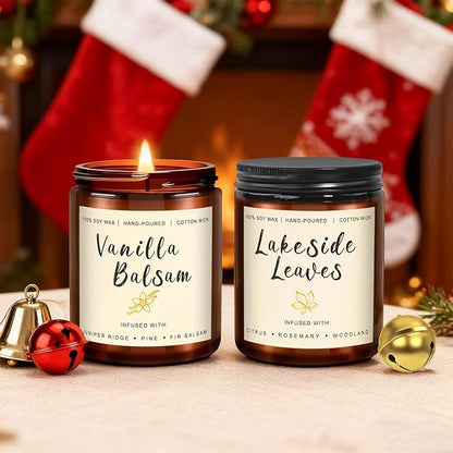 6 Pack Fall Winter Scented Candles for Home, Candles Gifts Sets for Women Men Birthday Thanksgiving Christmas, 7.1Oz Large Jar | Long Lasting Soy Wax Candles with Cinnamon Apple, Smoke Vanilla