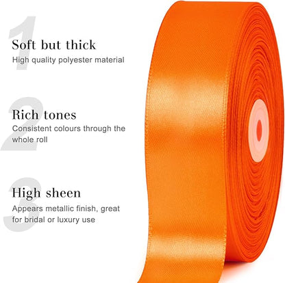 1-1/2 Inches 100 Yards Orange Satin Ribbon, Ribbon Roll for Flower Bouquets, Gift Wrapping, Wedding, Handmade Crafts