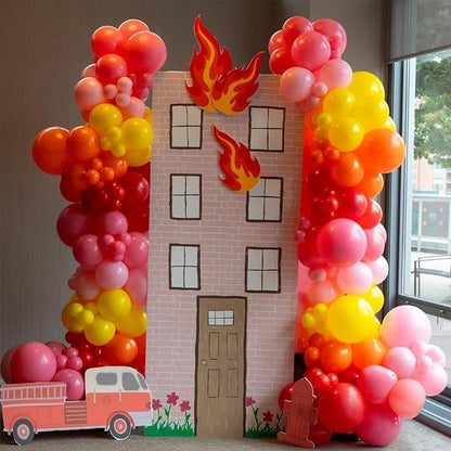 Pink and Orange Balloons Light Pink Hot Pink Yellow Autumn Latex Balloons Pastel Pink Yellow Orange Helium Balloon for Fall Birthday Halloween Thanksgiving Tropical Fire Truck Party Decorations