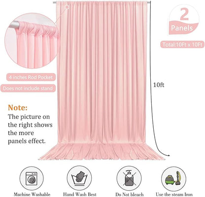 10 x 10 Feet Blush Pink Backdrop Curtain for Partie, Background Curtains for Photoshoot, Birthday, Wedding, Halloween, Thanksgiving, Christmas, New Year Party Decorations 5Ft x 10Ft, 2 Panels