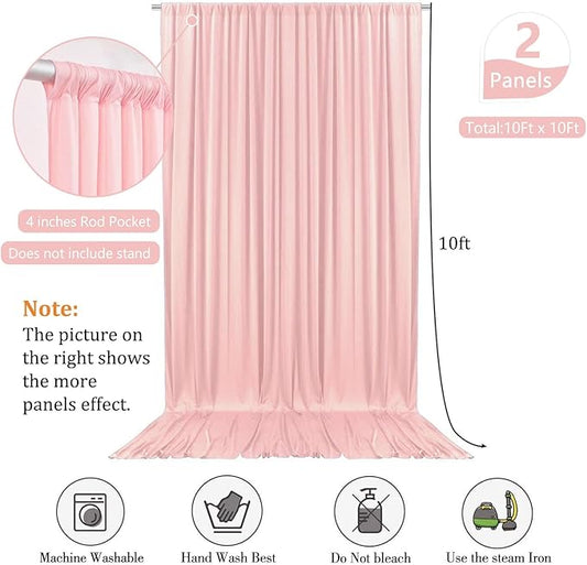 10 x 10 Feet Blush Pink Backdrop Curtain for Partie, Background Curtains for Photoshoot, Birthday, Wedding, Halloween, Thanksgiving, Christmas, New Year Party Decorations 5Ft x 10Ft, 2 Panels