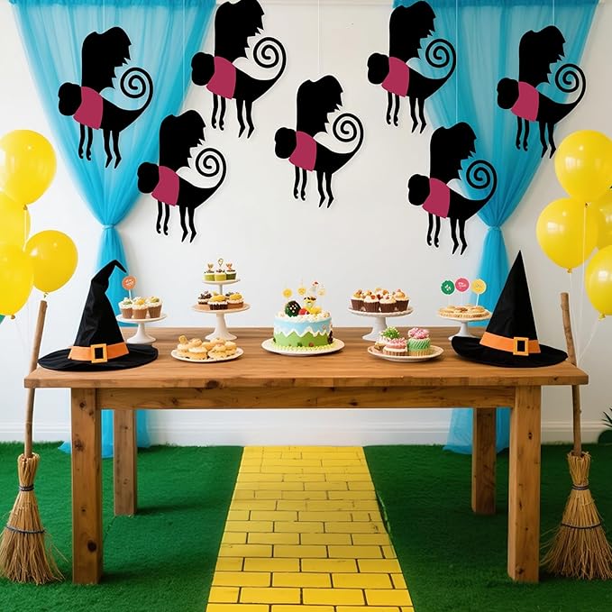 Preboun 15 Pcs Wizard Party Hanging Monkey Decorations, Halloween Hanging Monkey Banner Halloween Ceiling Decor for Classroom Pink and Black Wizard Party Decoration(Rose Pink,Funny)