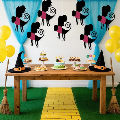 Preboun 15 Pcs Wizard Party Hanging Monkey Decorations, Halloween Hanging Monkey Banner Halloween Ceiling Decor for Classroom Pink and Black Wizard Party Decoration(Rose Pink,Funny)