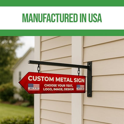 BCB Custom Left Arrow Metal Sign | Directional Signs for Indoor & Outdoor Use | Personalized Rust-Free Metal Yard Display | Weatherproof Road Arrow Marker | Multiple Sizes | Made in USA
