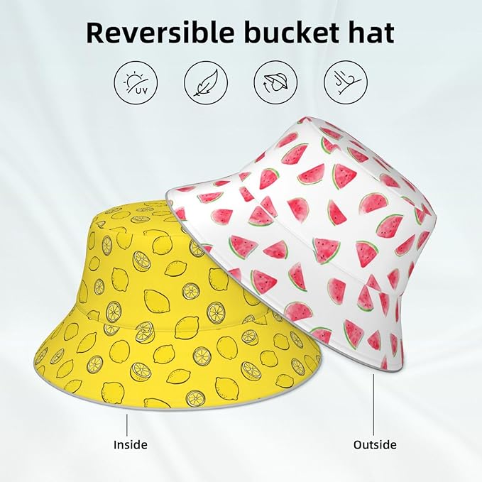 Bucket Hat Double-Side-Wear Reversible Sun Hat Beach Travel Hiking for Women Men