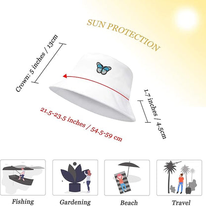 ZLYC Unisex Fashion Embroidered Bucket Hat Summer Fisherman Cap for Men Women