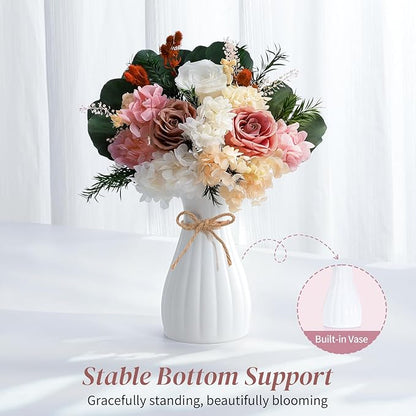 Lewondr Flower for Delivery, Preserved Flowers Bouquet, Pink Roses Bouquet, Real Long-Lasting Forever Birthday Flowers Gifts for Mom Women Wife Grandma Her Mothers Day Anniversary, Dusty Rose