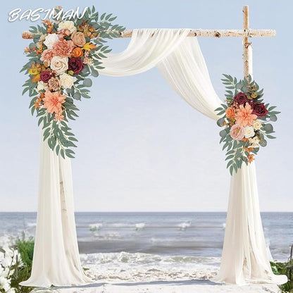 Arch Flowers with Drapes Kit (Pack of 3) for Wedding Ceremony Arbor and Reception Backdrop Decoration Wedding Welcome Signs Floral Birthday Party Decoration