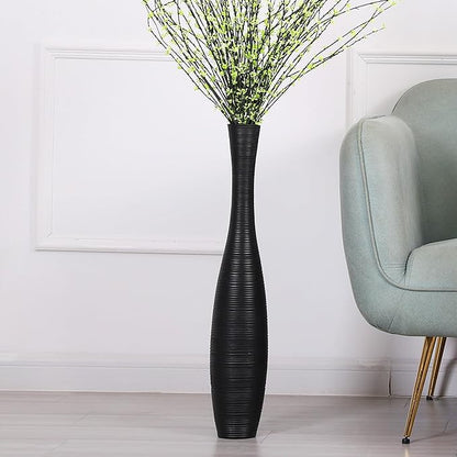 Leewadee Decorative Tall Floor Vase for Living Room Decor, 26 inches, Black, Resin