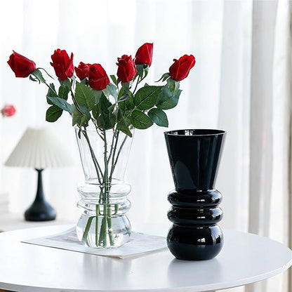 10-inch Tall Glass vase, a Simple and Sturdy Flower Container, Perfect for Dining Tables, Living Room and Table Placement (White)