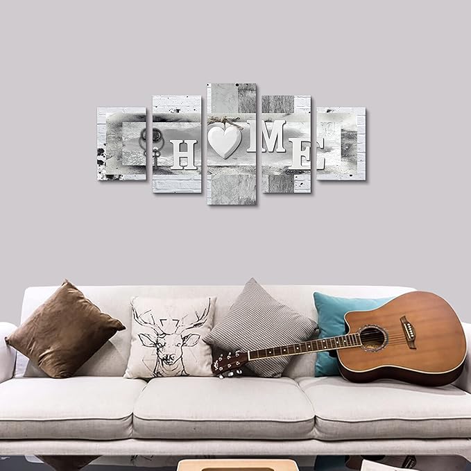 LUDUHU Love Poster - Sanctuary Vintage Canvas Print Wall Art, Rustic Vintage Sweet Home Quotes Wall picture, White Home Sweet Heart Painting, modern Family Wall Decor (F,Oversize 40x20inch)