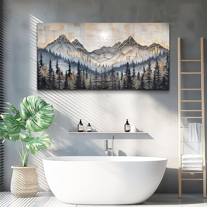 PHAOHUAXM Large Canvas Wall Art For Bedroom Large Wall Decor For Living Room Dining Room Modern Office Abstract Ink-Wash Landscape Mountain Wall Pictures Artworks Home Decor Ready To Hang 24"X48"