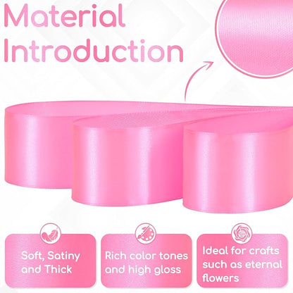 30 Yards Flamingo Pink Ribbon 1-1/2 Inch, Flamingo Pink Satin Ribbon for Gift Wrapping, Flower Bouquet, Crafts, Christmas, Wedding and Bow Making